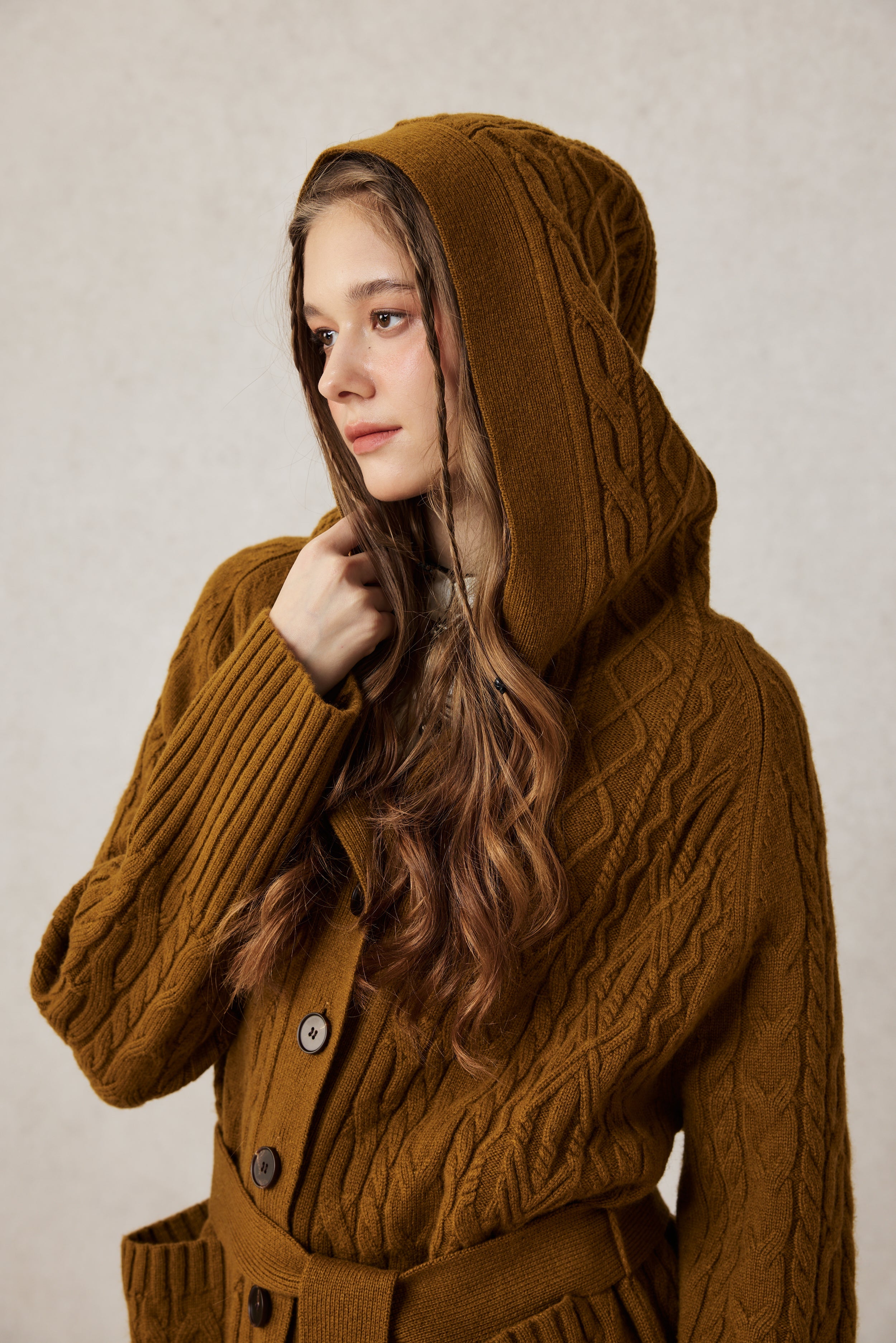 Hudson 15 | 100% wool hooded cardigan coat