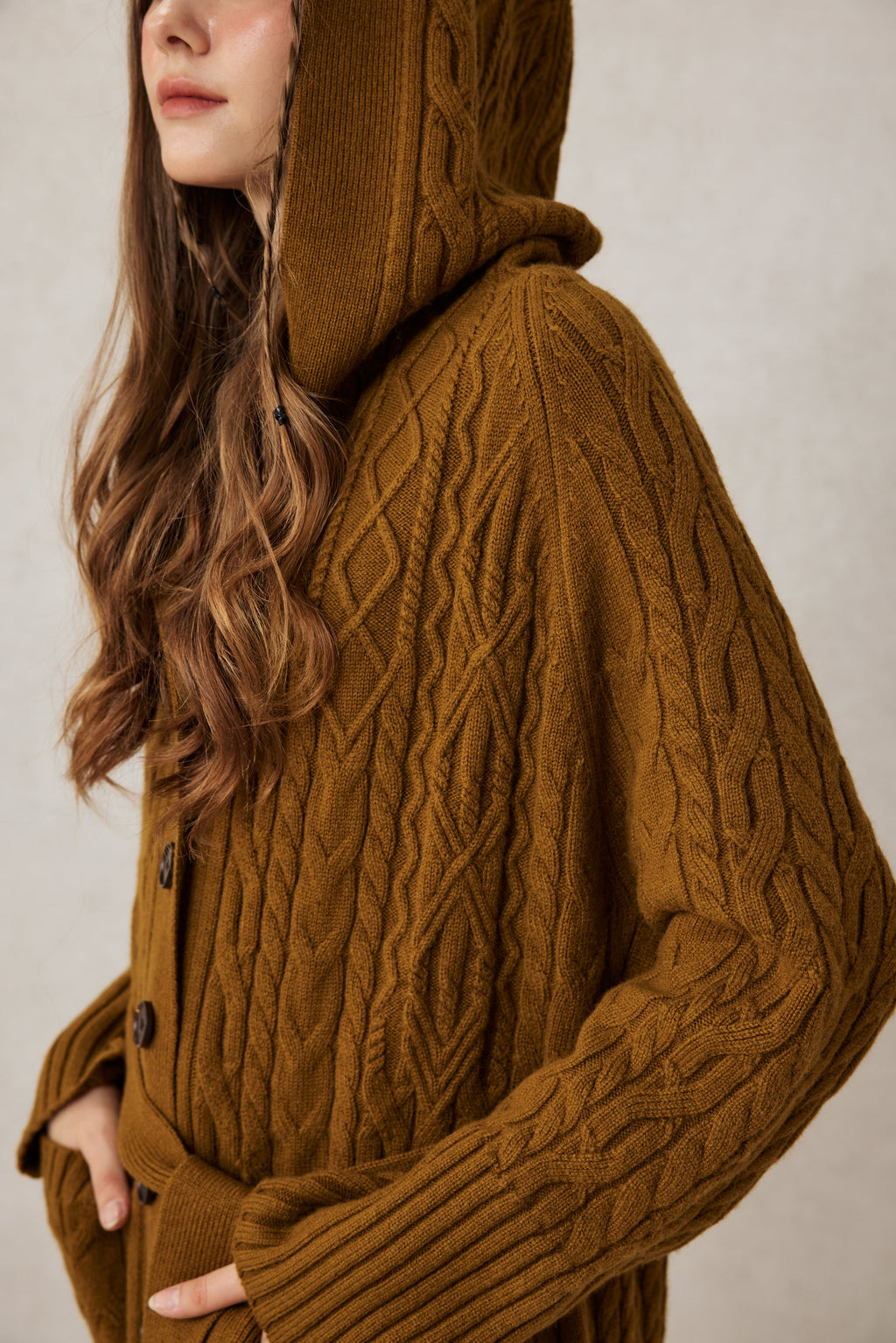 Hudson 15 | 100% wool hooded cardigan coat