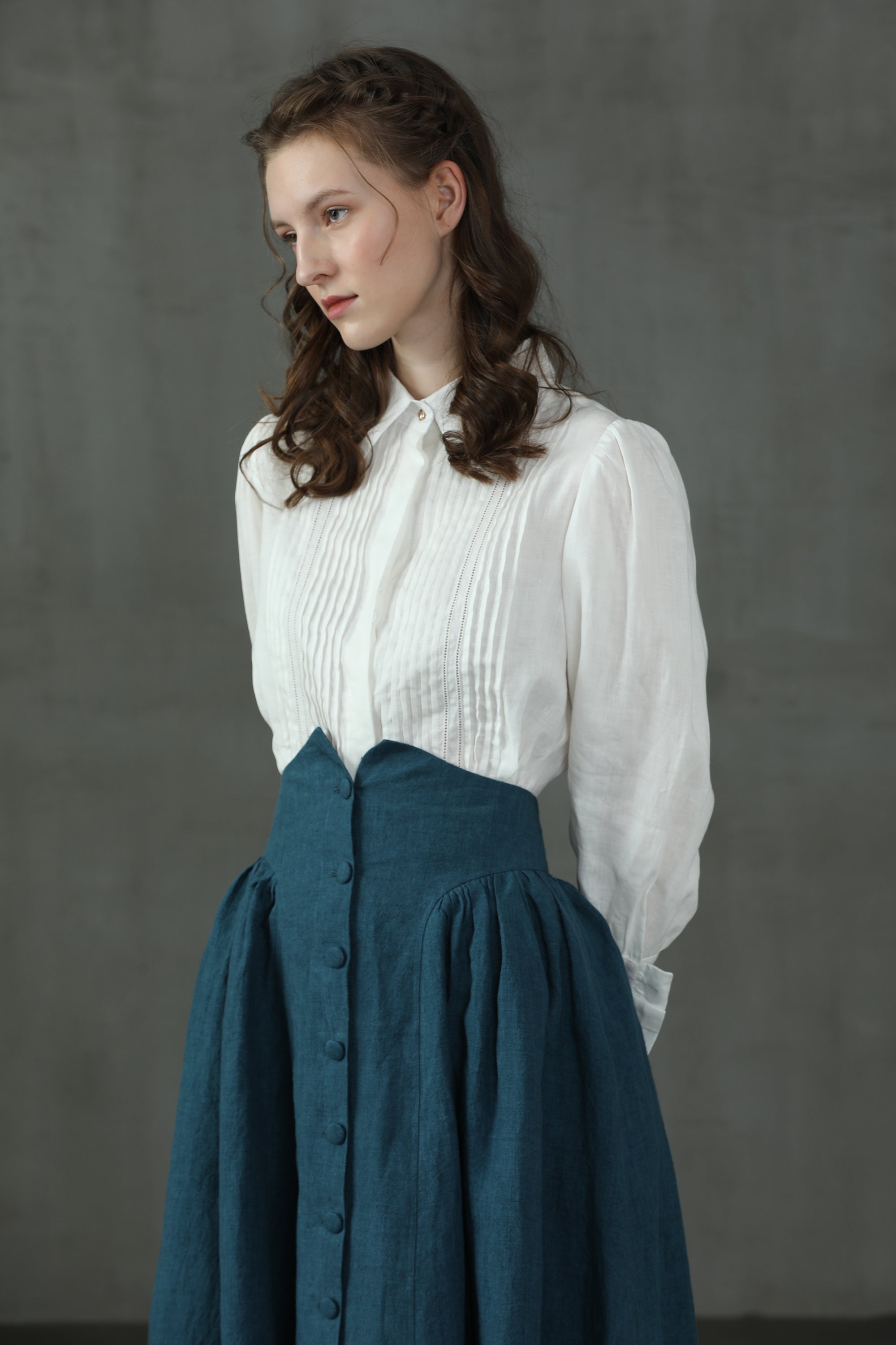 Jo March 31 | Accordion Pleated Linen Shirt