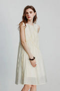 Ivory Lyocell Sleeveless Ruffle-Detail Midi Dress