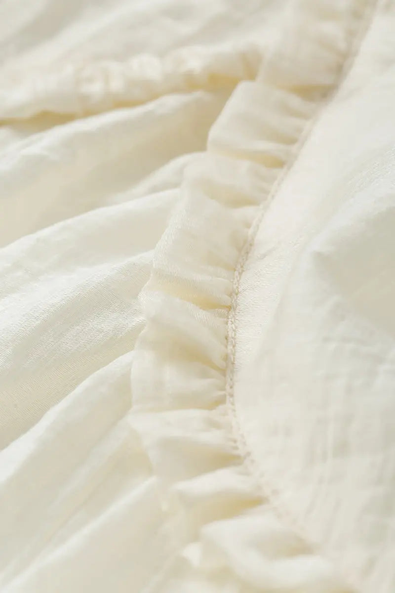Ivory Lyocell Sleeveless Ruffle-Detail Midi Dress