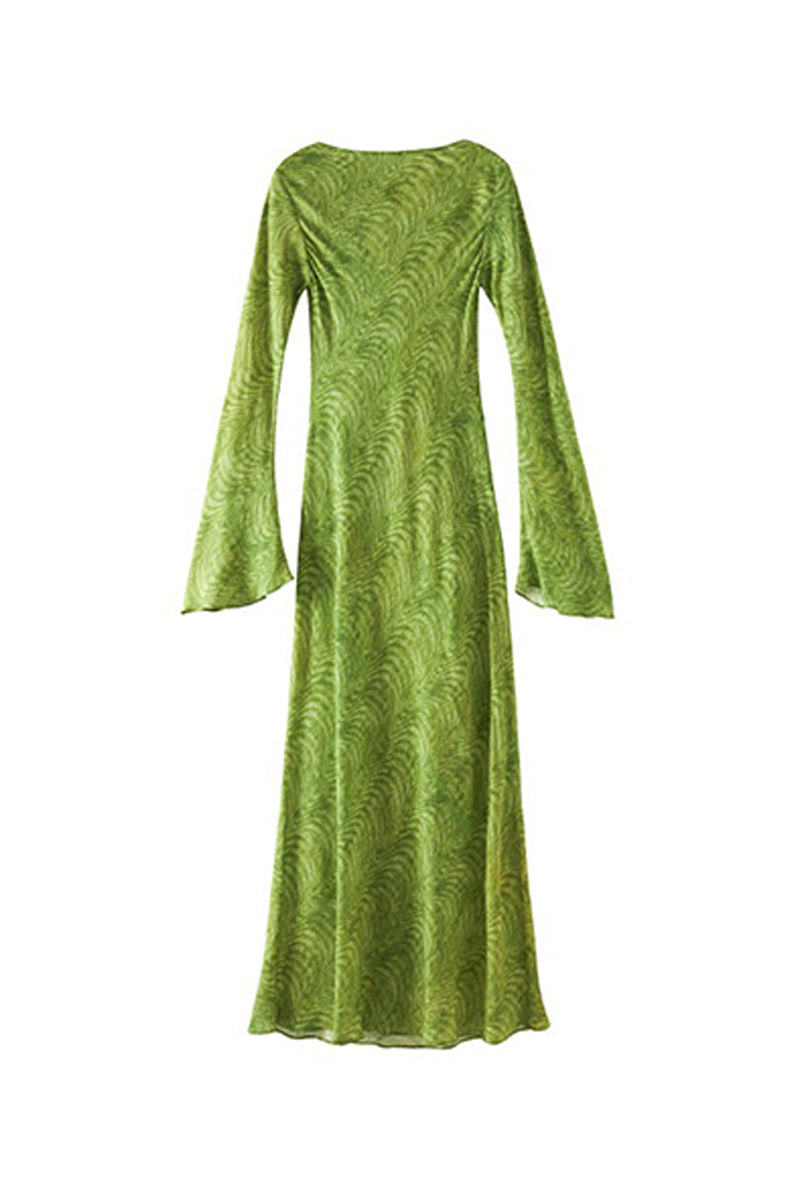 Elegant Silk Floral Long Sleeve Maxi Dress
