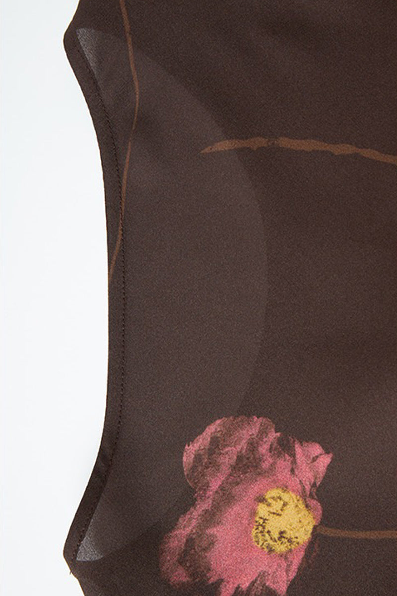 Elegant Silk Floral Long Sleeve Maxi Dress