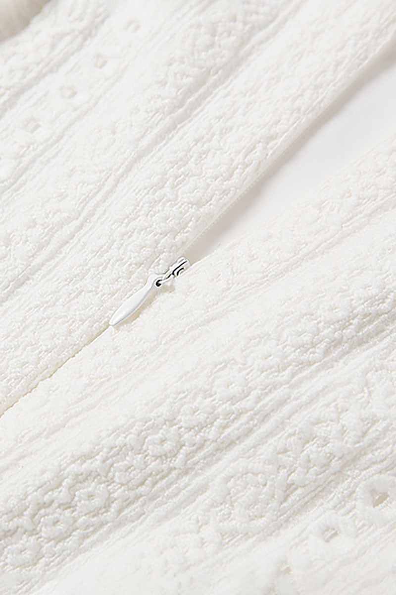 White Embroidered Lace Fit & Flare Midi Dress