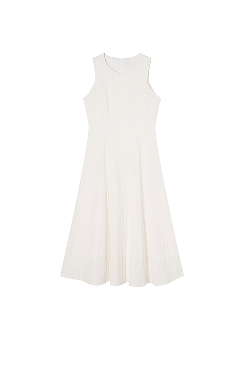 White Embroidered Lace Fit & Flare Midi Dress