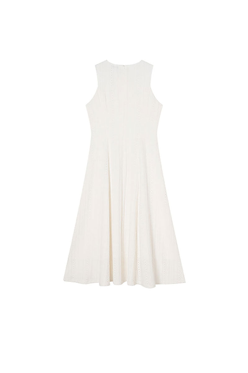 White Embroidered Lace Fit & Flare Midi Dress